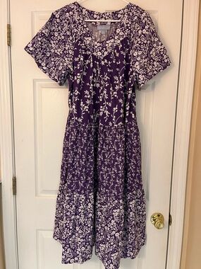 Only Necessities Purple Floral Midi Dress